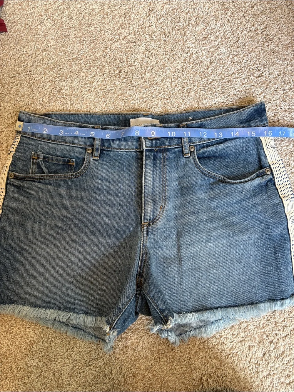 LOFT Medium Blue Denim Shorts with Side Contrast Trim